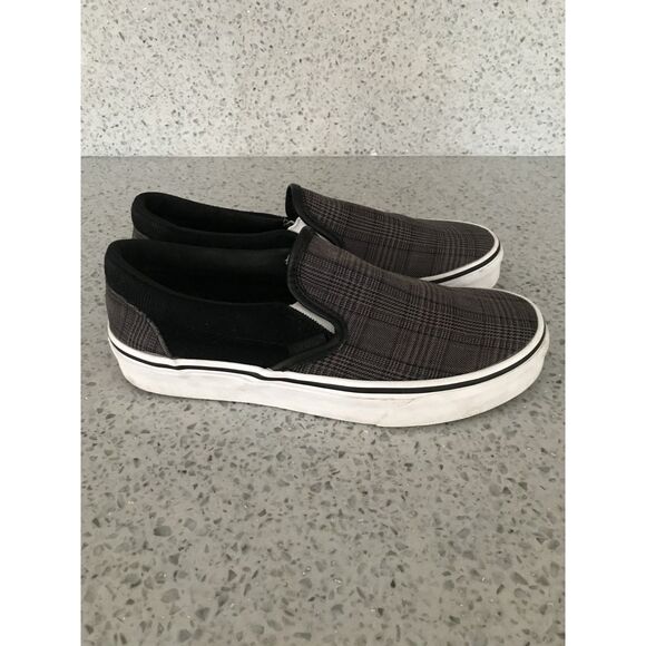 Vans Authentic Gray Black Plaid Corduroy Slip On Sneakers Shoes Womens 8 - Picture 3 of 8